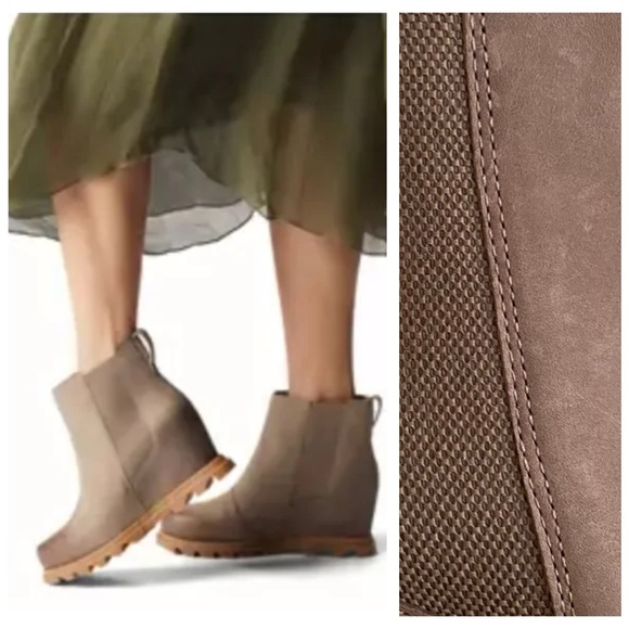 Sorel Tan Brown Omega Taupe Joan Of Arctic Wedge Ill Chelsea Boot 9 - Picture 1 of 16